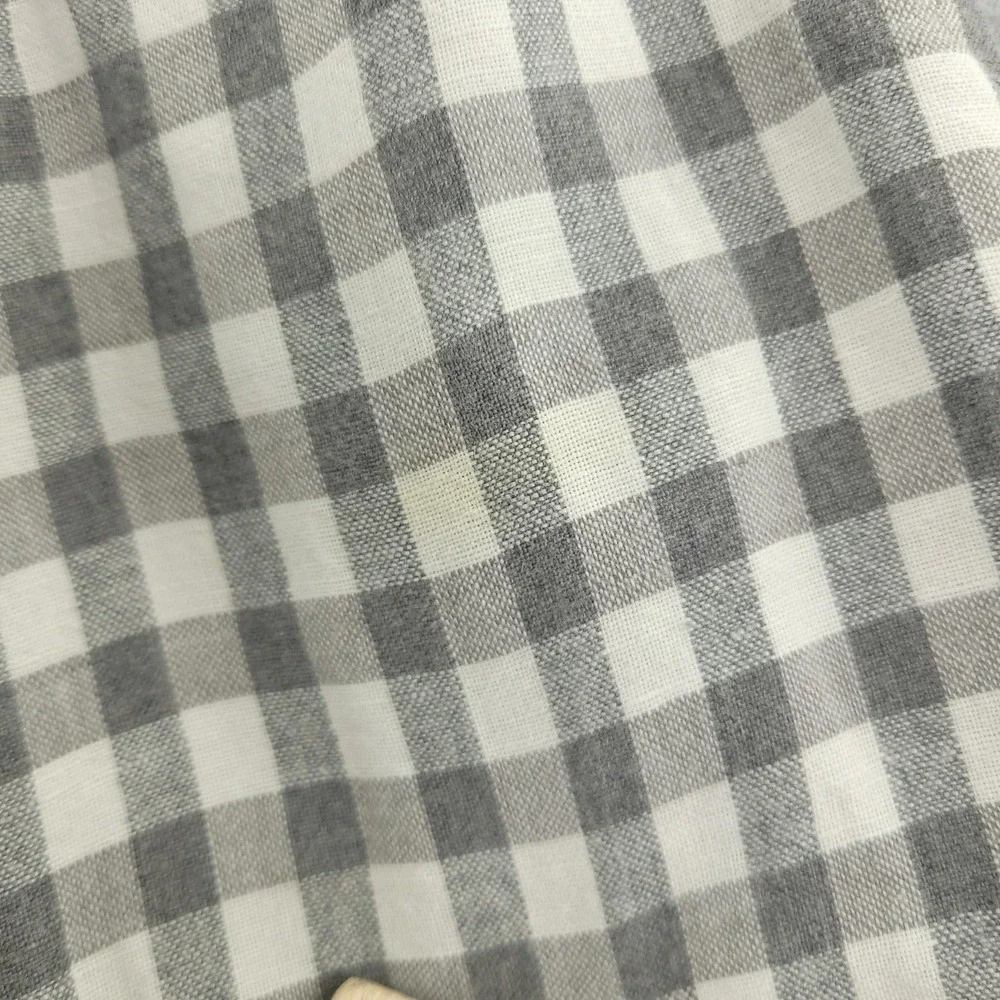 Banana Republic Shirt Mens M Gray Check Long Sleeve Linen Button Up Casual